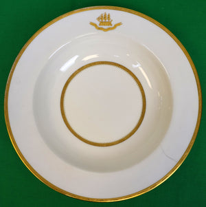 Set x 4 Tiffany & Co. Clipper Ship Gold Trim Soup Bowls Made In England By Mintons China