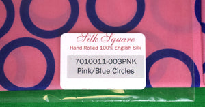 Seaward & Stearn London Pink/ Blue Circles English Silk Pocket Square (NWOT)