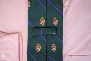 Polo Ralph Lauren Hunter Green w/ Purple Stripe & Crest Club Italian Silk Tie