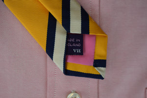 O'Connell's x Seaward & Stearn Yellow w/ Navy/ WHite English Silk Repp Stripe Tie