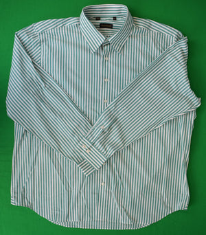 "Paul Stuart Green Bengal Stripe Broadcloth Sport Shirt" Sz XXL (NWOT)