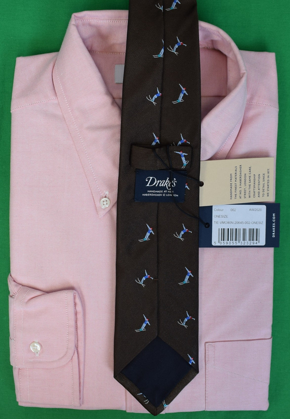 Drake's London Brown Silk Alpine Ski Jumper Club Tie (NWT)