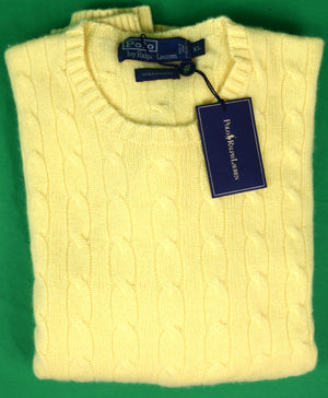 Polo Ralph Lauren Yellow Cashmere Cable Crewneck Sweater Sz XL (New w/ RL Tag)