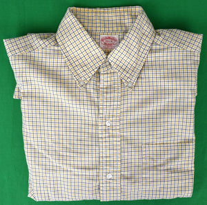 "Brooks Brothers Yellow/ Black Tattersall B/D c1970s Shirt" Sz 15 1/2-R