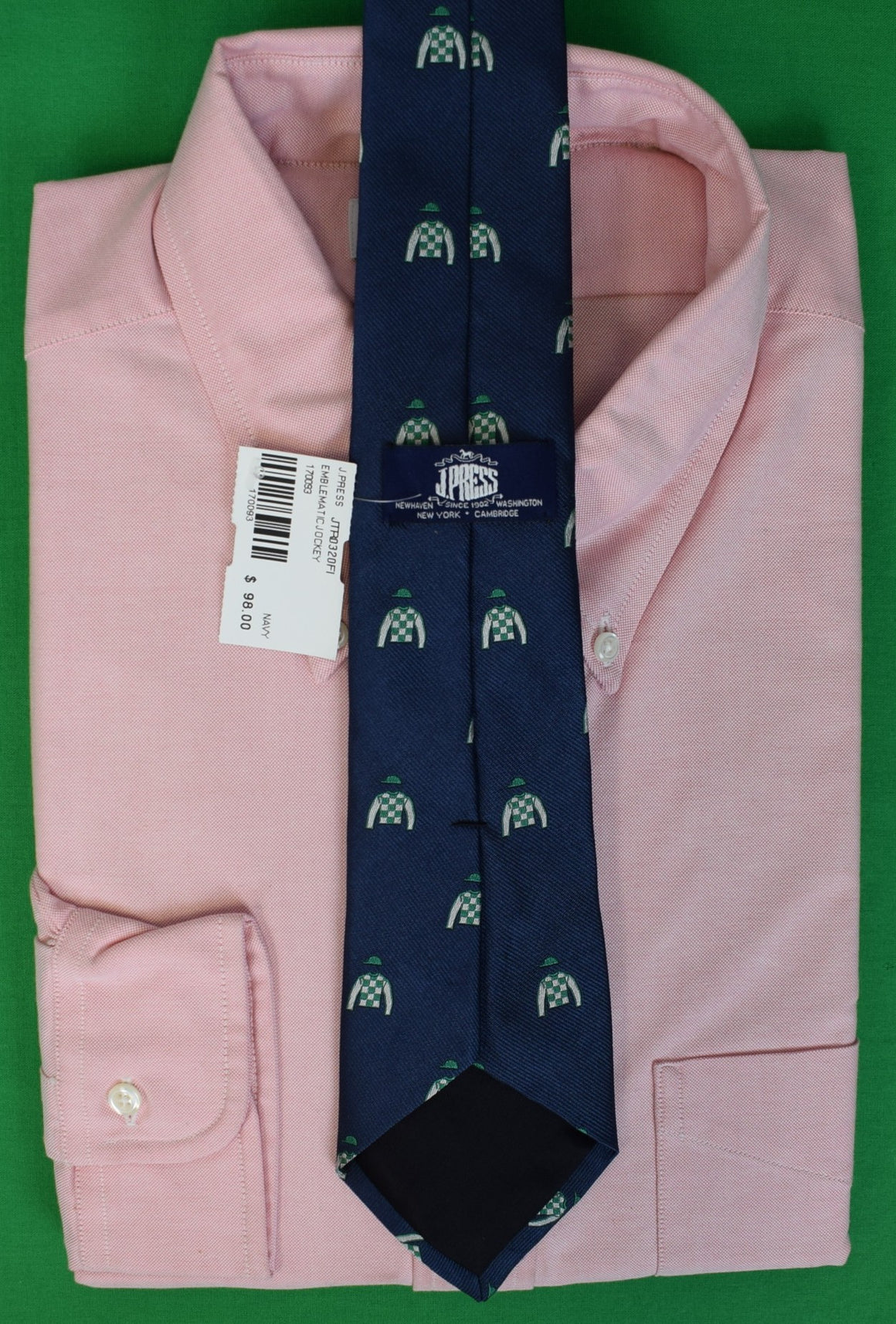 J. Press Navy Jockey Print Silk Club Tie (NWT)