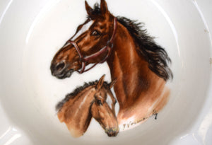 Abercrombie & Fitch x Frank Vosmansky Mare & Foal Equestrian Porcelain Ashtray