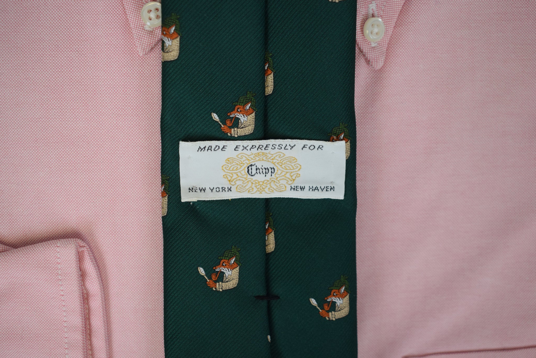 Chipp x Sherlock The Fox Hunter Green Poly Club Tie (LNWOT)