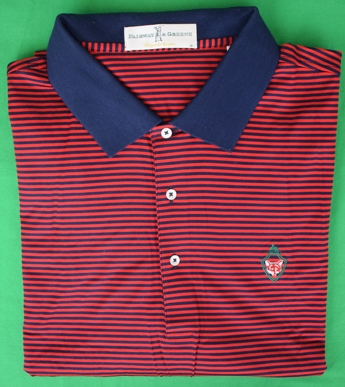 "Fox Chapel Golf Club x Fairway & Greene Red/ Navy Stripe S/S Shirt" Sz: XXL