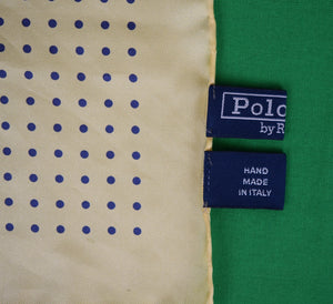 "Polo Ralph Lauren Yellow/ Blue Dot Italian Silk Pocket Square"