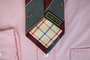 Cordings Burgundy/ Olive Repp Stripe w/ Mallard Duck English Silk Tie