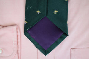 Ralph Lauren Purple Label Made in England Green Woven Napoleonic Bee Silk Tie