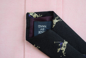 Ralph Lauren Black Silk w/ Purple Polo Player Tie