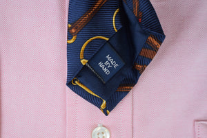 "Polo Ralph Lauren Navy Silk Equestrian Scarf Print Tie"