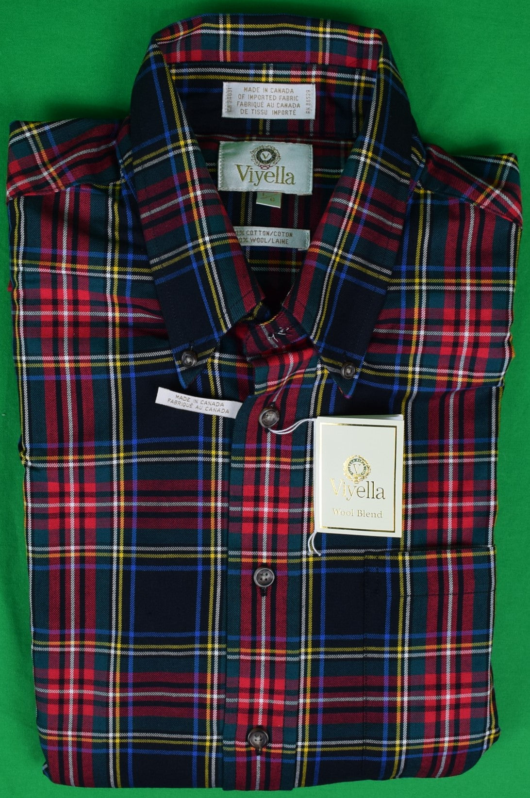 Wool and Cotton Flannel Sport Shirt: Men's Viyella Shirt Royal Stewart  Tartan Pattern 255406-0298