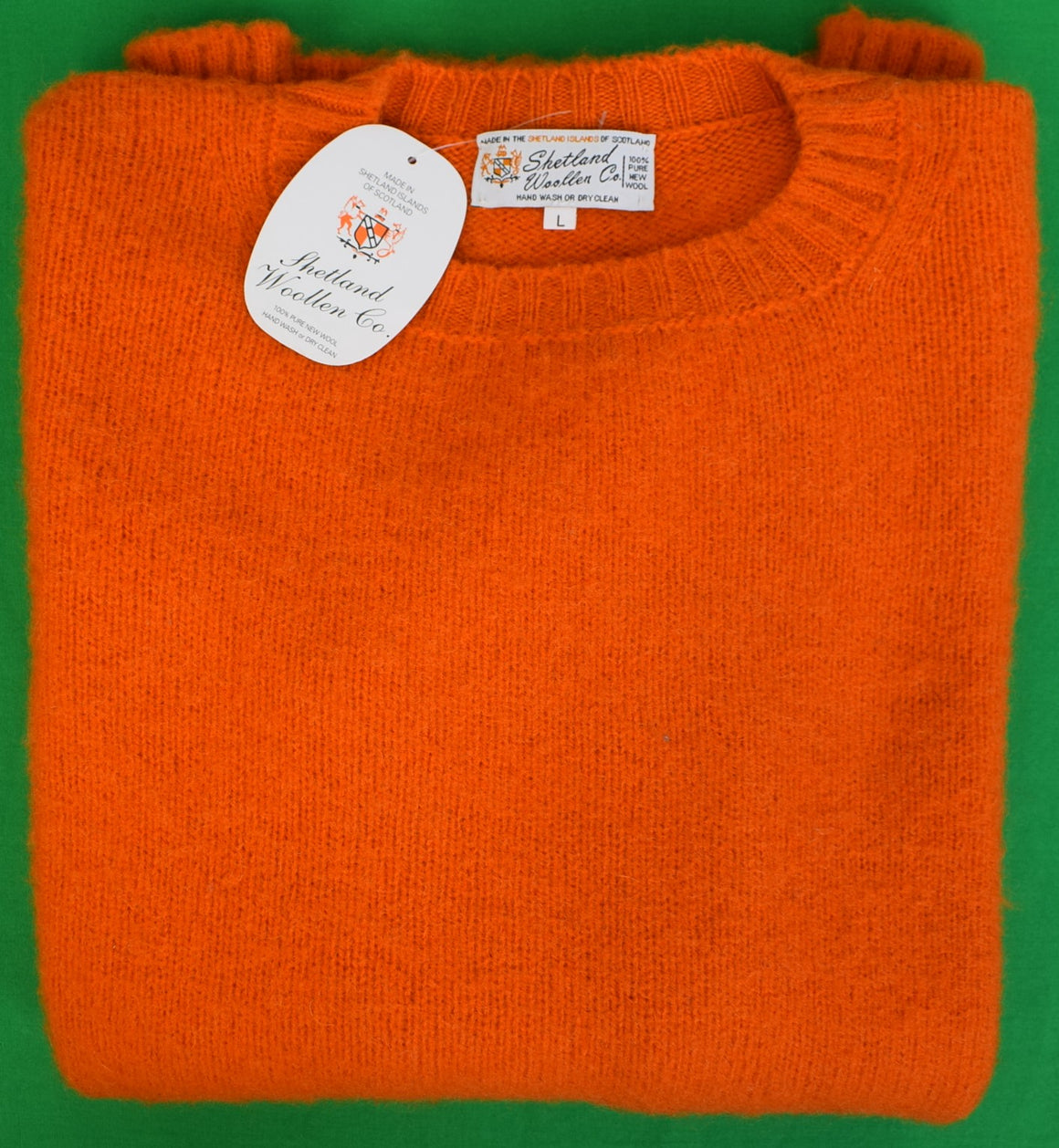 Shetland Woollen Co. Pumpkin Shaggy Dog Crewneck Sweater Sz L (NWT)