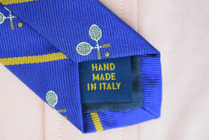 "Polo Ralph Lauren Royal Blue/ Yellow Repp Stripe Italian Silk Tennis Club Tie"