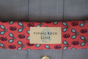 "Piping Rock Club x Vinyard Vines Watermelon Silk Tie w/ X'd Tennis Racquets"