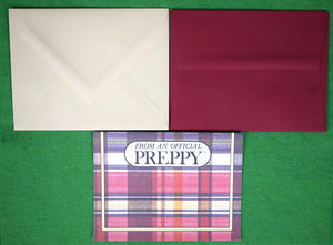 "From An Official Preppy Madras Plaid Stationery Notecards w/ Envelopes" 1981 (DEADSTOCK)