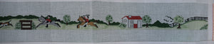 Hand-Painted Needlepoint Fox-Hunt Scene Canvas Belt