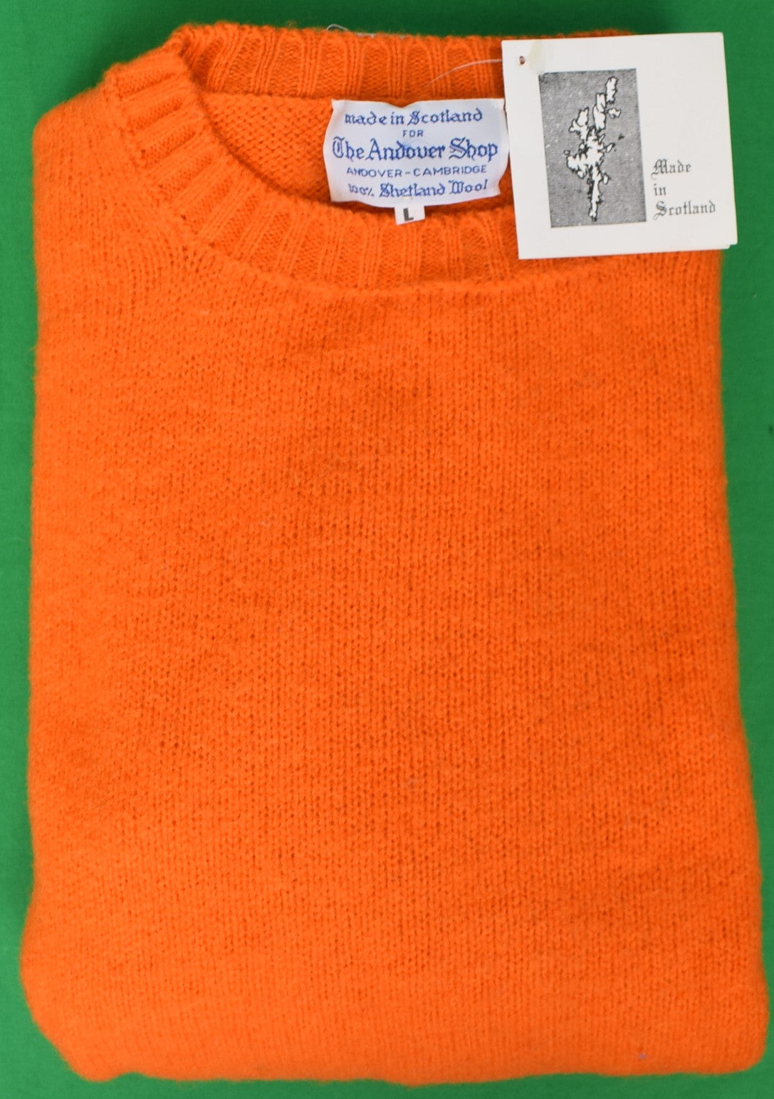 "The Andover Shop Orange Shetland Crew Neck Sweater" Sz L (NWT) (SOLD)