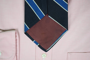 "The Andover Shop x Phillips Academy Black/ Blue Repp Stripe Silk Tie"