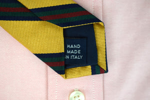 "Polo Ralph Lauren Gold w/ Navy/ Burg/ Green Repp Stripe Italian Silk Tie"