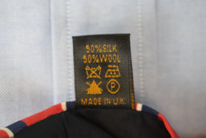 J. Press Red w/ Navy/ White Repp Stripe Irish Poplin UK Wool/ Silk Tie