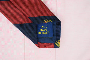 "Polo Ralph Lauren Red/ Navy Club Stripe w/ Crest Italian Silk Tie" (SOLD)