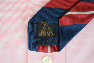 O'Connell's x Atkinsons Navy w/ Red/ Silver Irish Silk Repp Stripe Tie