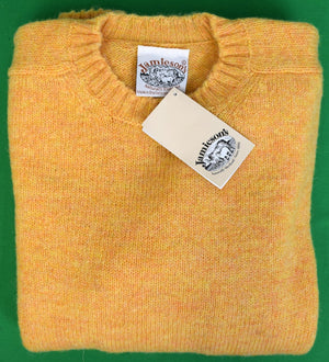 Jamieson's Made In Scotland Buttercup Marigold Shetland Shaggy Dog Crew Neck Sweater Sz XL (NWT)