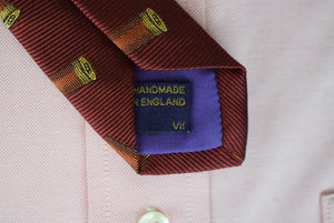 "Seaward & Stearn Burgundy English Silk Cartridge Shell Club Tie"