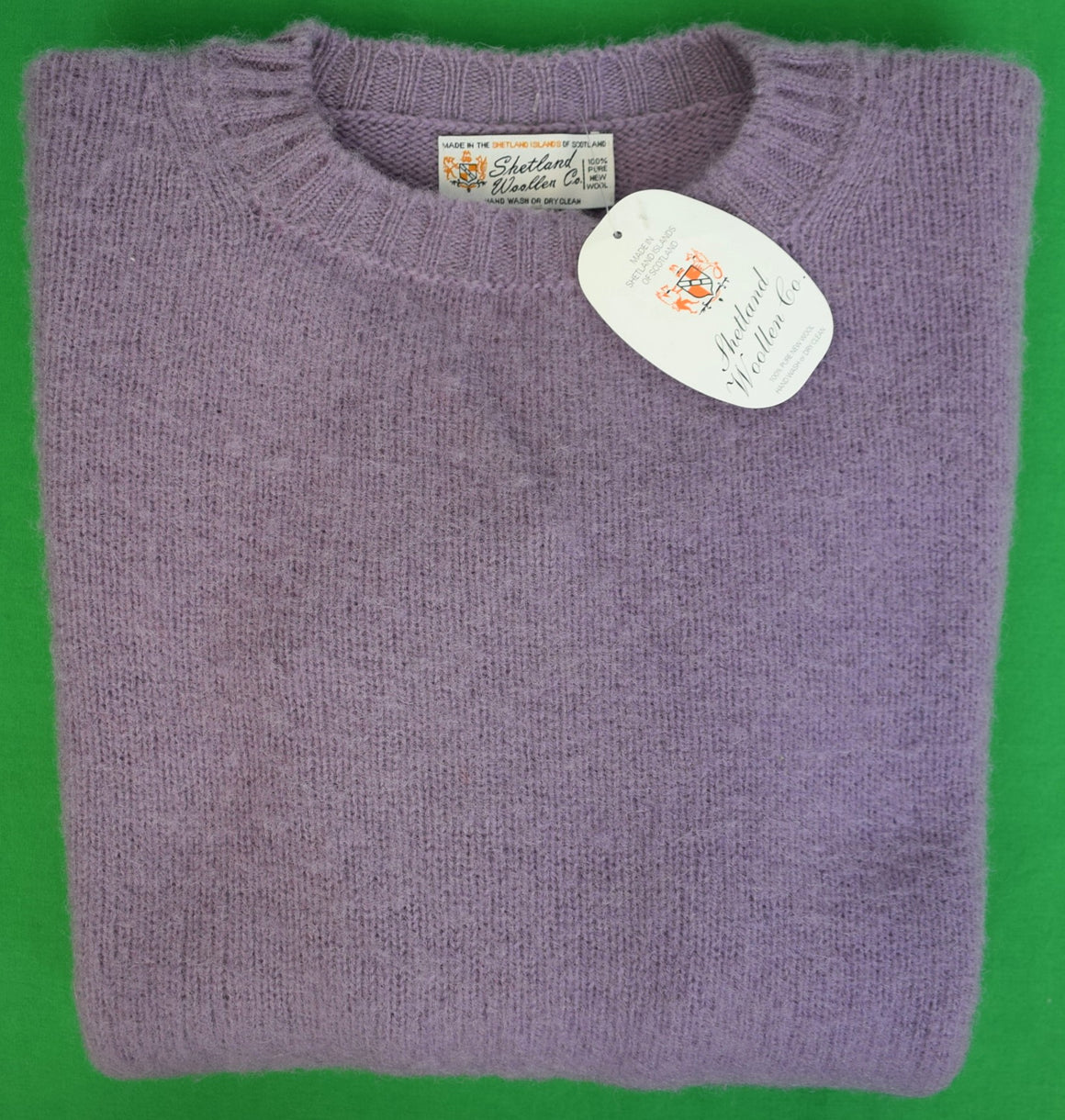 Shetland Woollen Co. Heather Lavender Shaggy Dog Crewneck Sweater Sz L (NWT)