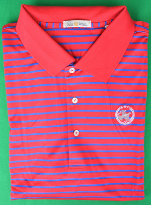 Peter Millar Red/ Blue Stripe Sport Shirt w/ Rolling Rock Club Logo Sz: XXL