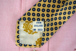 Chipp Yellow English Silk Tie w/ Blue Foulard Print