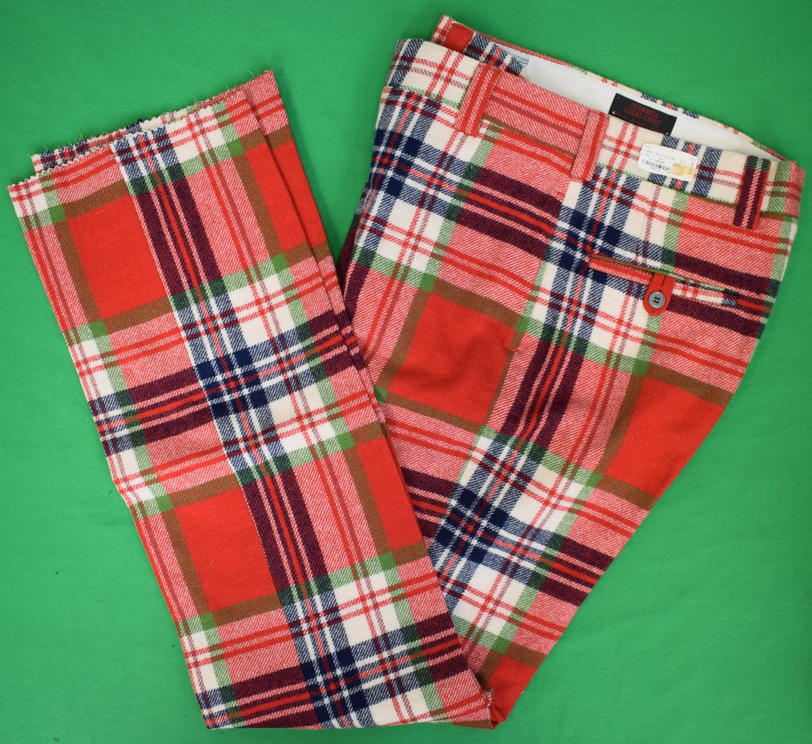 "O'Connell's Vintage Wool Red/ Blue/ White Plaid Flannel Trousers" Sz 34 (NOS)