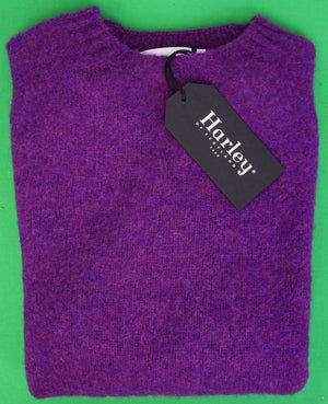 "Harley Of Scotland Heather Purple Melange Shaggy Dog Shetland Wool Crewneck Sweater" Sz L (NWT)