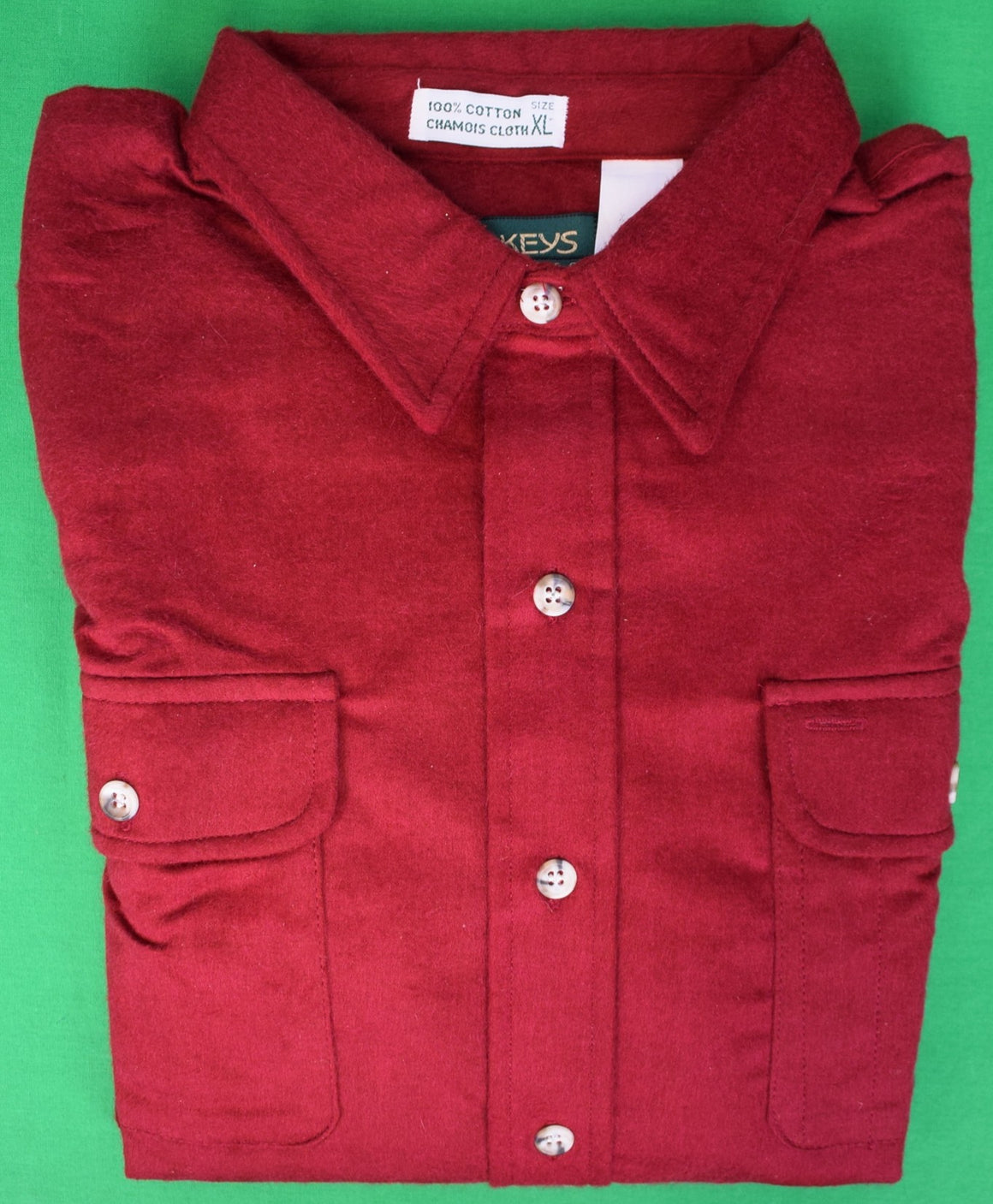 "Gokeys St Paul MN Cranberry Cotton Chamois Cloth c1980s Camp Shirt" Sz XL (DEADSTOCK/ NWOT)