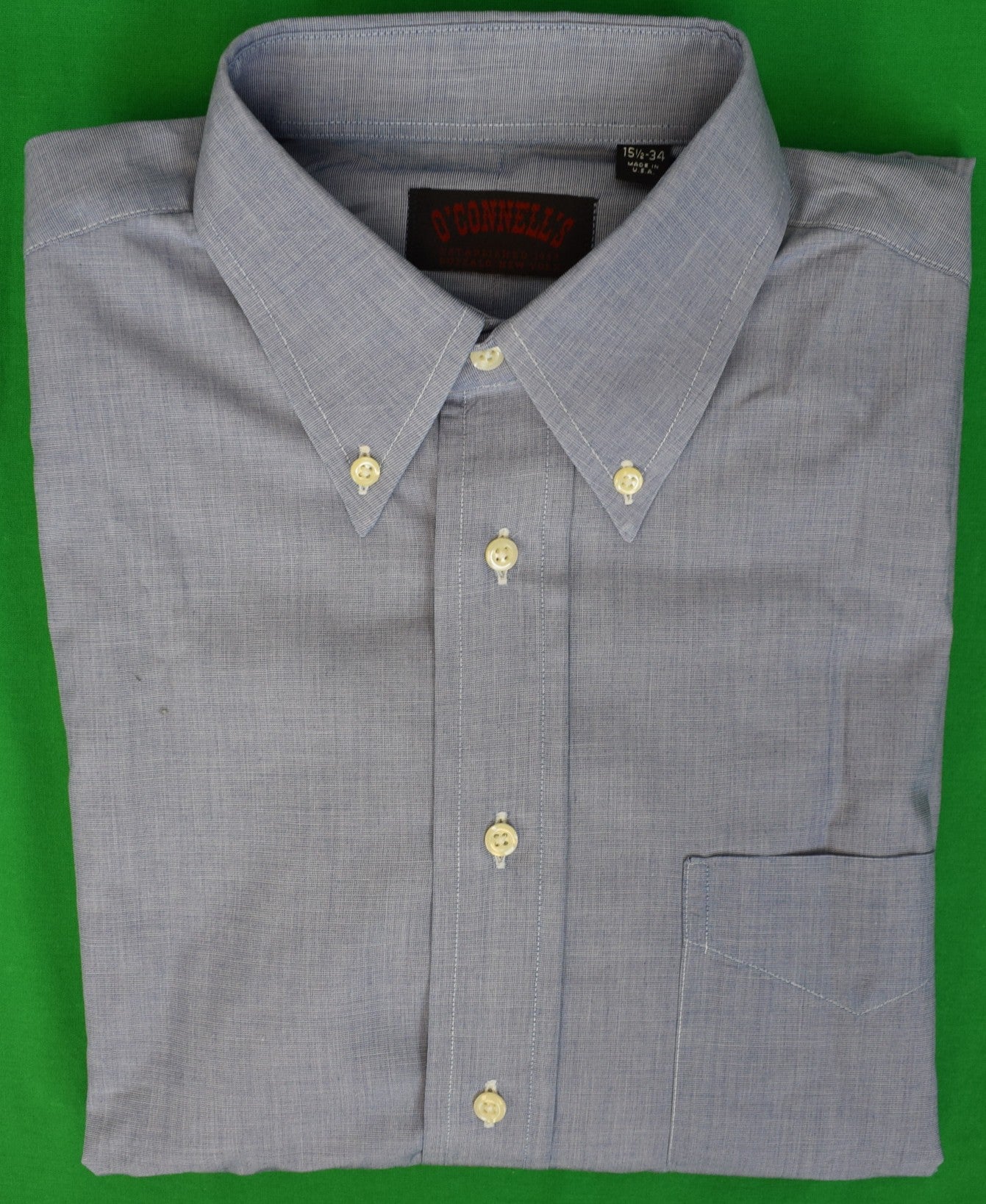 "O'Connell's Button Down Dress Shirt - End-On-End - Blue" Sz 15 1/2-34 (NWOT)