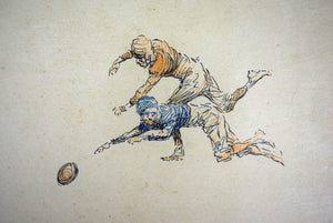 Pen & Ink Drawing Of Football Scenes By Paul Brown