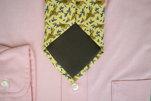 "Holland & Holland x Drake's Yellow English Silk Tie w/ Woodcock Hunt Print"