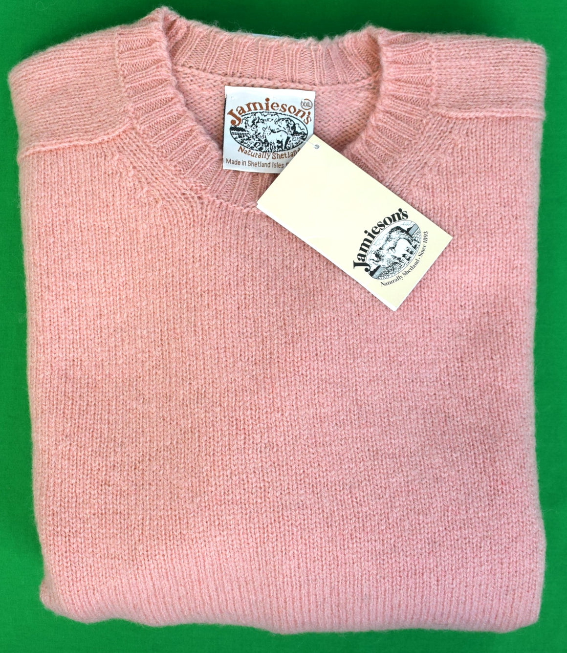 Jamieson's Made In Scotland Heather Salmon Shaggy Dog Shetland Crew Neck Sweater Sz XXL (NWT)