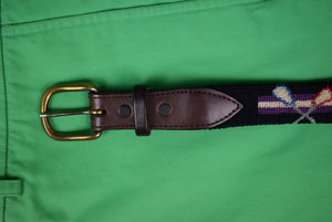 Hand-Needlepoint Sportsman's (9) Motif Belt Sz 38