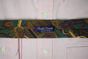 "Ralph Lauren Purple Label Equestrian Paisley Print Italian Silk Tie"