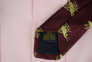 J. Press Burgundy English Silk w/ Gold Grasshopper Club Tie