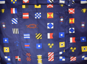 "Kassalty Palm Beach Navy Signal Flags Terry Lined Lounge Robe" OSFA (LNWOT)