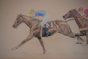 Finish West Hills Plate Winner-Alligator 1928 Pastel/ Conte Crayon Drawing by Paul Brown