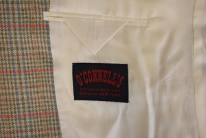 O'Connell's x Magee Irish 56% Silk/ 44% Cotton Taupe Gun Check w/ Salmon Windowpane Sport Jacket Sz 48T (NWOT)