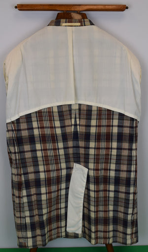 "J. Press Navy/ Burg Cotton Madras Plaid Sport Jacket" Sz 46L