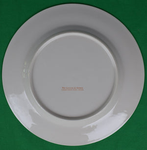 Set x 7 Frank Vosmansky For Abercrombie & Fitch Hand-Painted Fox-Hunt Scene Dinner Plates