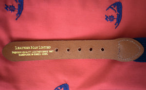 "Leather Man Nantucket Island Motif Navy Web Belt" Sz 36 (NWOT)